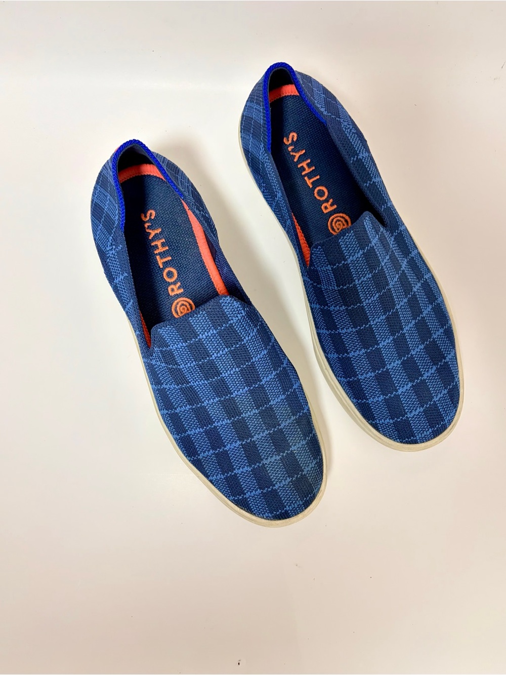 Rothy's Navy Plaid Slip-On Loafers